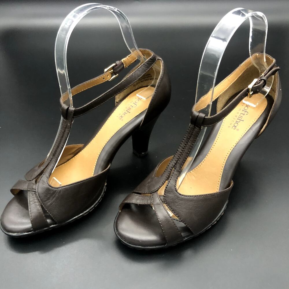 Softshoe by Medicus Brown Leather Heeled Sandals, Women's Size 7M/EUR 37.5